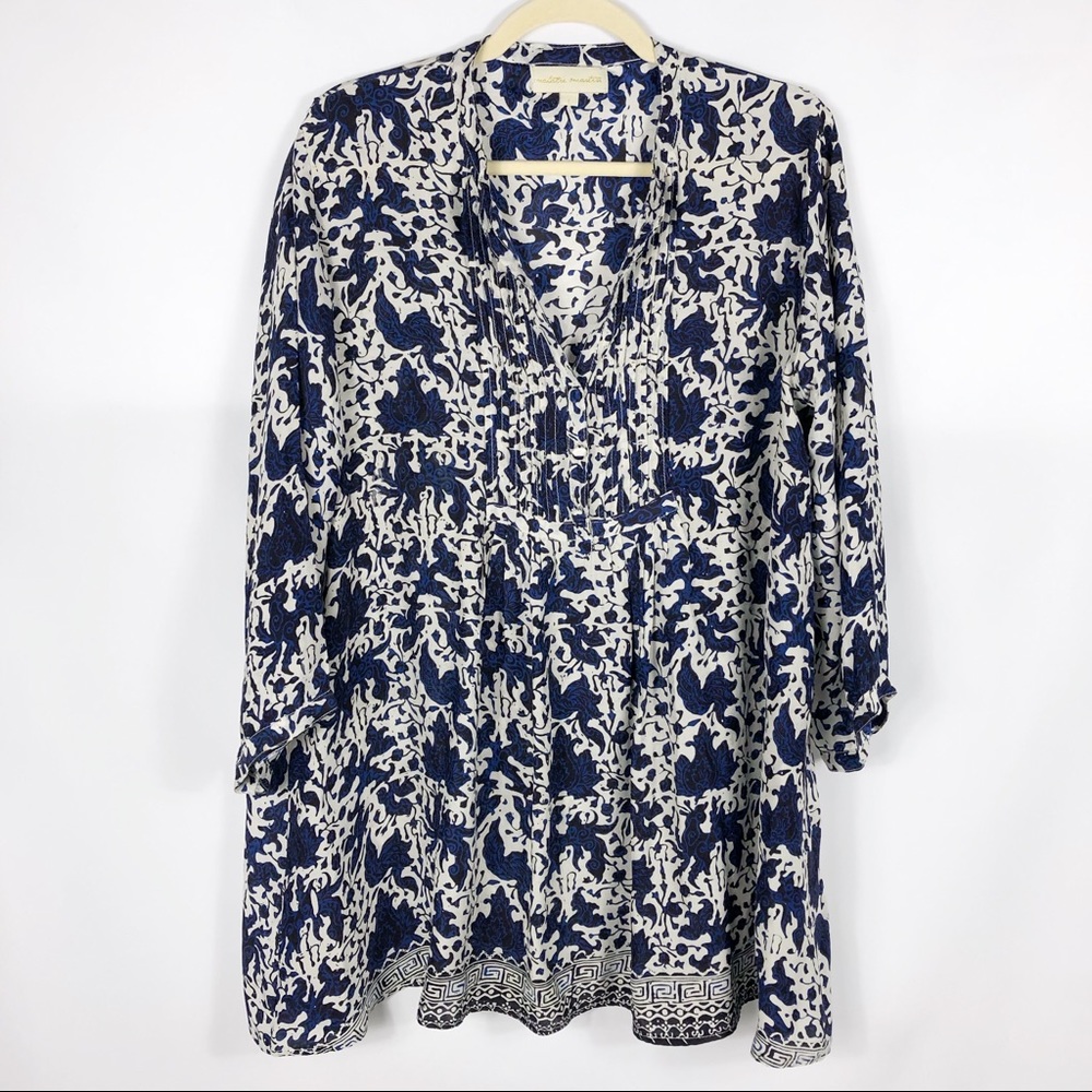 Natalie Martin Sammie Tunic Top Silk Blouse Navy